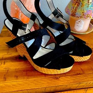Summer rattan black sandals